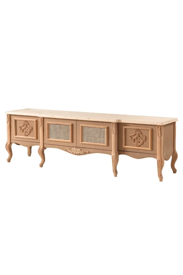 Mkd - Btv 105 / 180 Cm Ladin Country Plazma Tv Sehpası Cilasız Ham Ahşap
