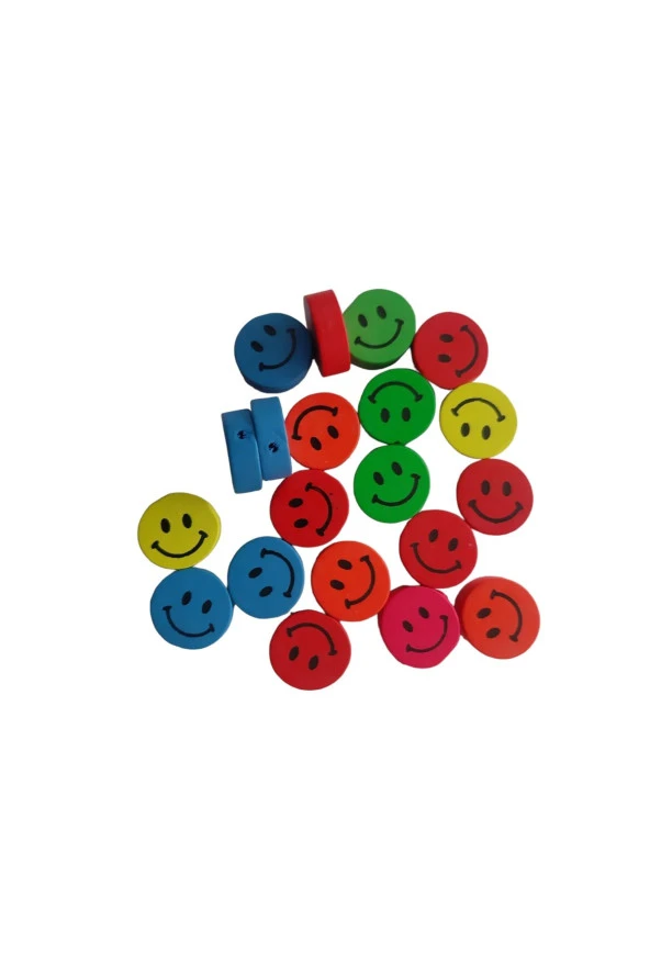 Ahşap Emoji Gülen Yüz Düğme 18 X 5 Mm 20 Li