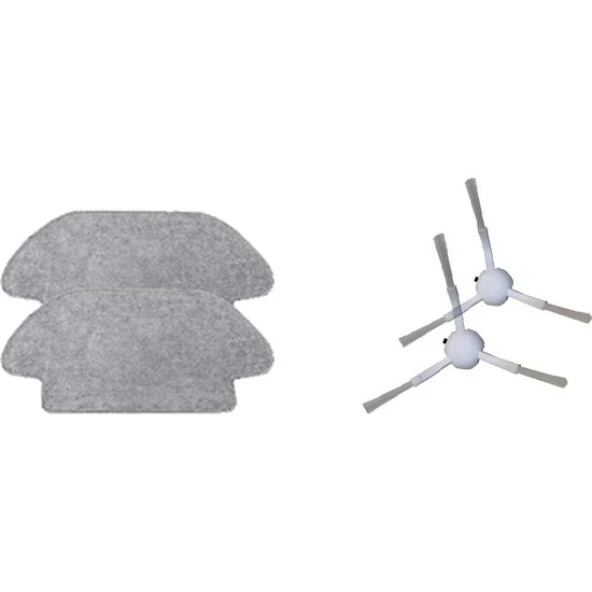 srfn ticaret Xiaomi Mi Robot Vacuum Mop Pro Seti: 2 Adet Fiber Mop Bezi - 2 Adet Yan Fırça