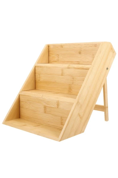 Bambu 3 Katlı Katlanır Ayaklı Baharatlık Standı Çekmece İçi Baharatlık Standı, Bambu Organizer - Resim 4