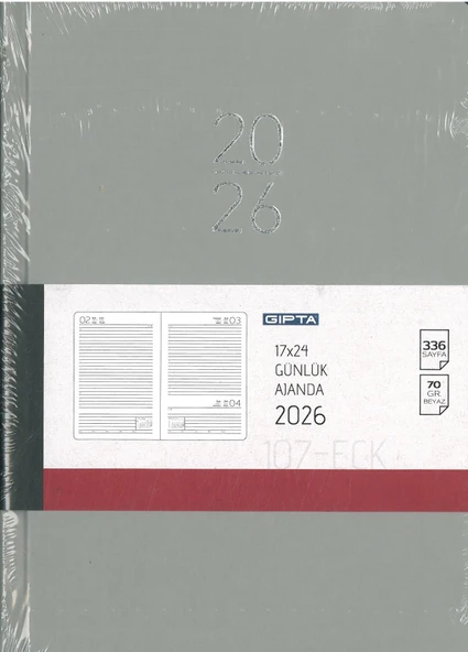 Gıpta 2026 Günlük Ajanda Eko 17x24 107-eck Gri Hafta Sonları Birleşik ürün görseli 1