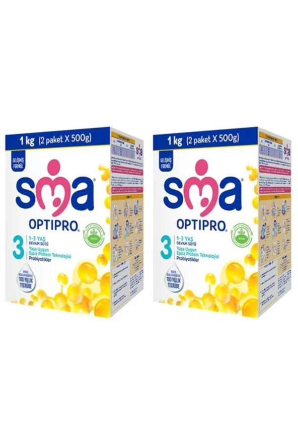 SMA 3 Optipro Probiyotik 1-3 Yaş Devam Sütü 1000 gr 2 Kutu