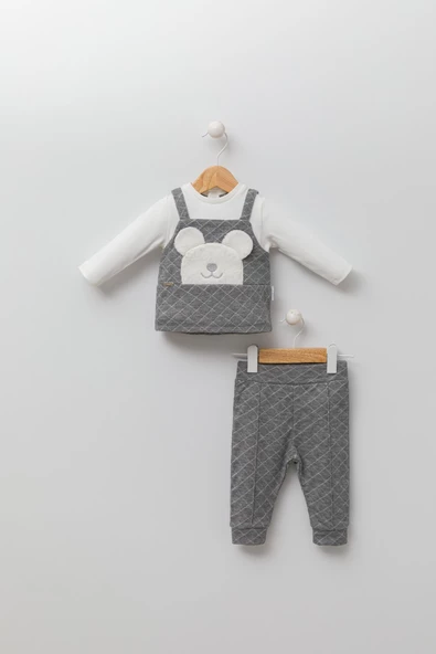 Babyhola Ayıcık Figürlü Erkek Kız Bebek Uzun Kollu Body Pantolon 2'li Alt Üst Takım 13569 - 7