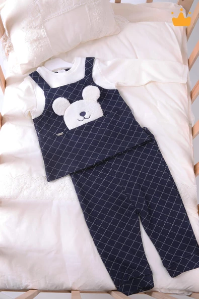 Babyhola Ayıcık Figürlü Erkek Kız Bebek Uzun Kollu Body Pantolon 2'li Alt Üst Takım 13569 - 9