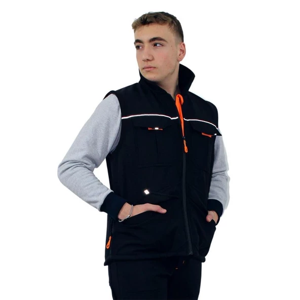 Persmont PYS05 Unisex Siyah Softshell Plus Yelek  M - Resim 2