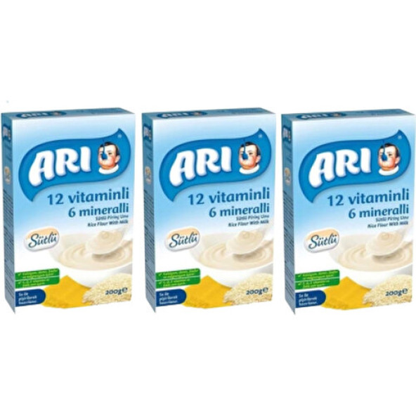 Arı 12 Vitamin 6 Minarel Sütlü Pirinç Unu 200 Gr x 3 Adet