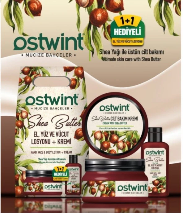 Ostwint Mucize Bahçeler Shea Butter El, Yüz Ve Vücut Kremi (300 Ml) + Losyonu (100 Ml) Set