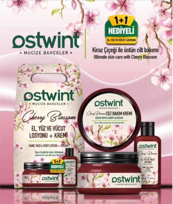 Ostwint Mucize Bahçeler Cherry Blossom El, Yüz Ve Vücut Kremi (300 Ml) + Losyonu (100 Ml) Set