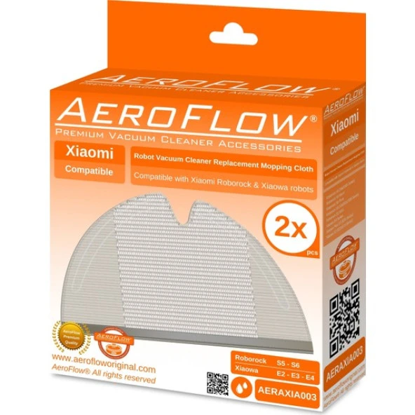 srfn ticaret Aeroflow Orijinal Xiaomi Roborock S50 Mop Fiber Bezi - 2 Adet