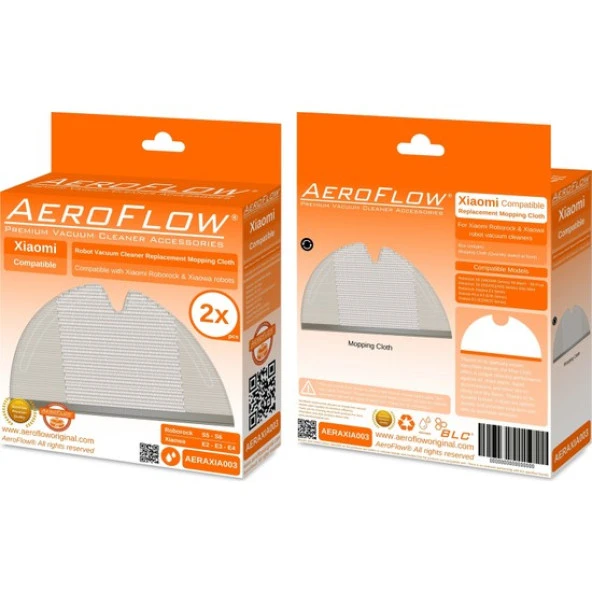 srfn ticaret Aeroflow Orijinal Xiaomi Roborock S51 Mop Fiber Bezi - 2 Adet - Resim 2