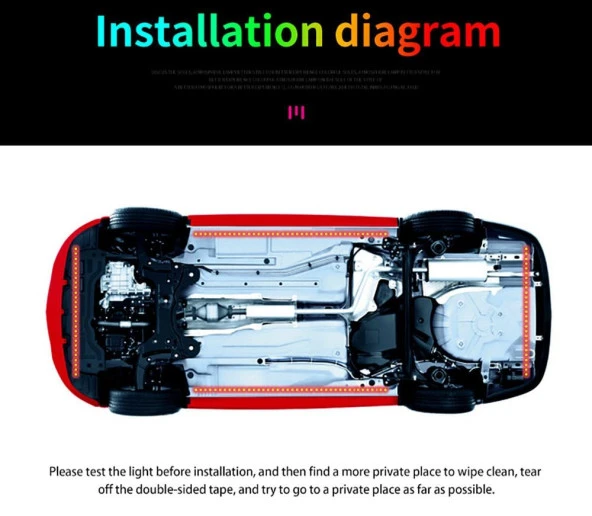 Araç Altı Aydınlatma için Gündüz Ledi 15 Renkli Animasyonlu 90X120 Cm 12V-12W / Laam538-16 - Resim 3