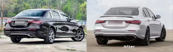 Mercedes W213 Uyumlu E Serisi 2021+ E63 Difüzör Ve Siyah Egzoz Seti (Amg Sedan) - 2