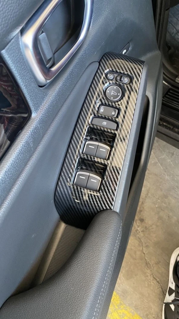 2022 Civic Uyumlu Cam Düğme Kaplama - Karbon - Resim 4