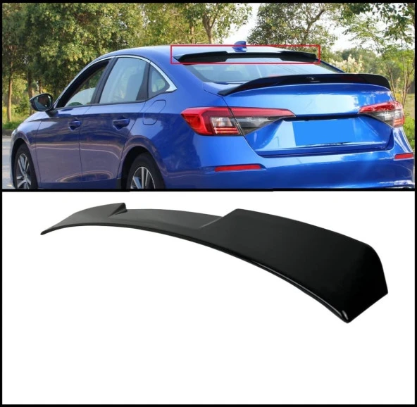 2022 Civic Uyumlu Cam Üstü İçin Rs Spoiler - Piano Black - 2