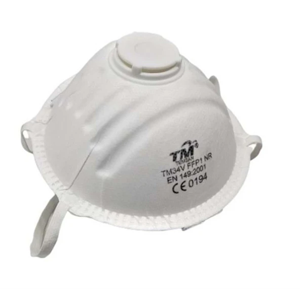 TM Temsan Beyaz Ventilli FFP2 NR Toz İş Güvenlik Sanayi Boya Konik Maske - 20 Adetlik 5 Paket - 4