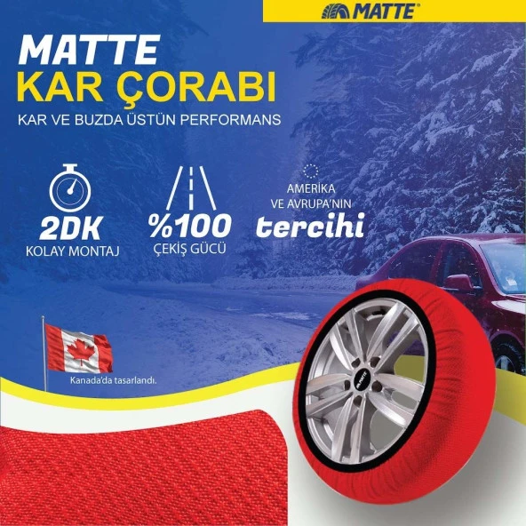 Kar Çorabı Matte 185 60 Lastik R17 Jant Ölçülerine Uyumlu Yüksek Kaliteli Zincir Muadili