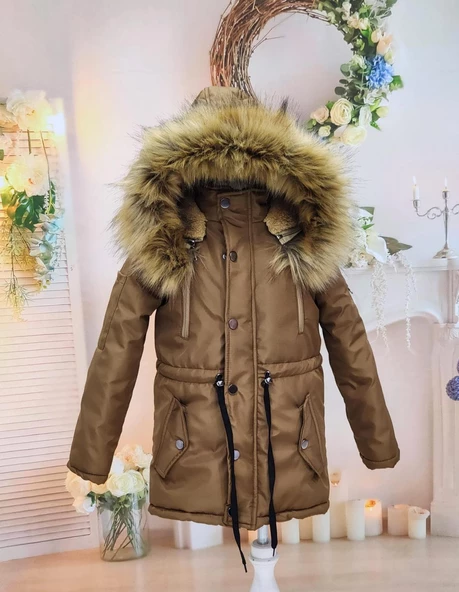 MODAVALS ERKEK ÇOCUK GARSON BEDEN İTHAL TAK ÇIKAR KÜRKLÜ CEPLİ FERMUARLI DÜĞMELİ BONDİT KUMAŞ KIŞLIK MONT-KAHVE 851247961 - 8