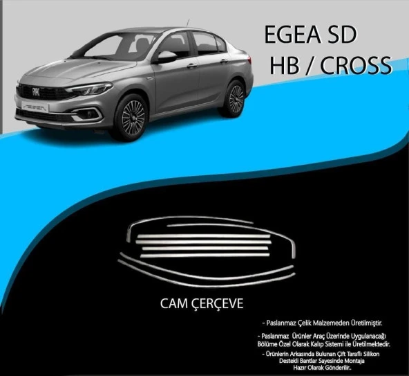 Fiat Egea Sedan Hatchback / Cross Krom Cam Çerçevesi 8 Parça