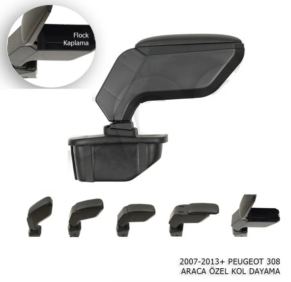 Peugeot 308 Uyumlu Kol Dayama Kolçak Siyah 2007-2013 ürün görseli