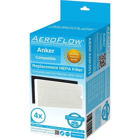 srfn ticaret Aeroflow Eufy Robovac 11S MAX Hepa Filtre Seti 4 Adet - T2906021