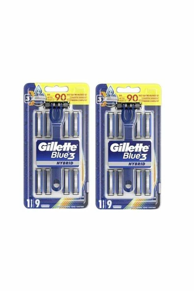 Gillette Blue 3 Tıraş Makinesi Hybrid + 9 Yedek Bıçak X 2 ADET - 1
