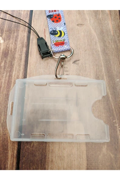 Uğur Böceği Arı Kalp Mor Kart Askısı Yaka Kartı Boyun Askı Ipi Telefon Askısı - 2