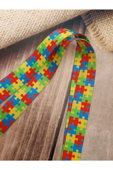Renkli Puzzle Kart Askısı Yaka Kartı Boyun Askı Ipi Telefon Askısı - 3
