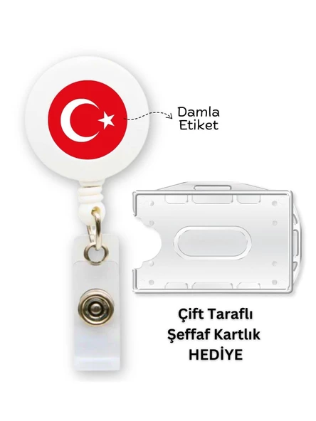 Türk Bayrağı Ay Yıldız Yaka Kartlığı Yatay Dikey Kart Koruyucu