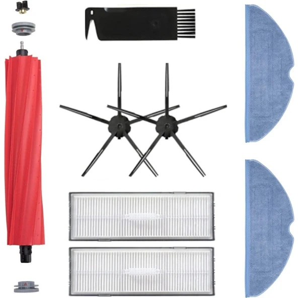 Srfn Ticaret Roborock S7 MaxV Ultra Uyumlu Taraklı Yedek Fırça Seti - 7 Parça - Siyah ürün görseli 1