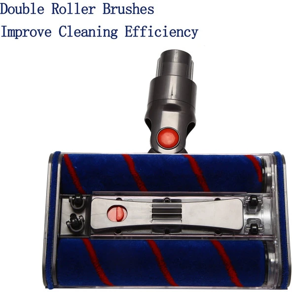 srfn ticaret Dyson V8 Şarjlı Süpürgeler Uyumlu Motorlu Çift Yumuşak Temizleyici Fırçalı Süpürücü Başlık - Resim 4