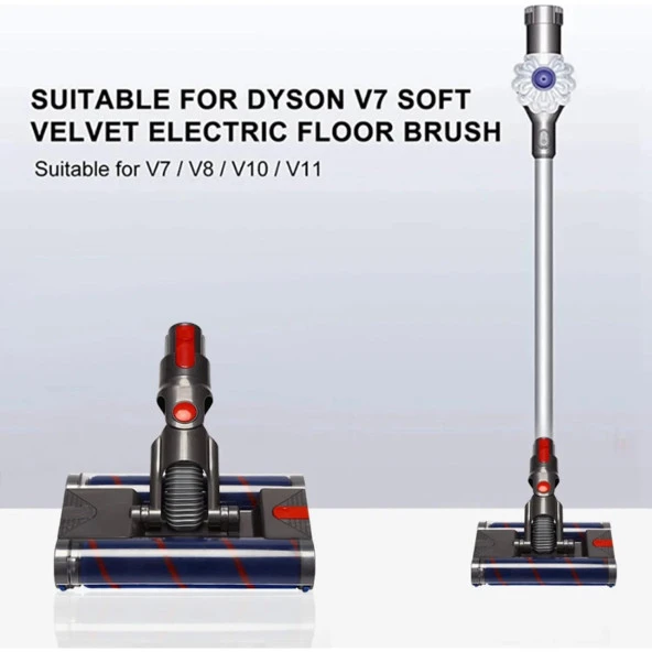srfn ticaret Dyson V7 Için Motorlu Çift Zemin Fırça Kafa Aracı Elektrikli Süpürge Yumuşak Süpürücü Silindir Kafa Zemin Fırçası - 3