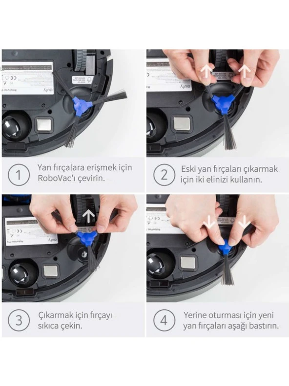 Anker Eufy RoboVac 11S - 35C Yan Fırça Seti 4 adet (Anker Türkiye Garantili) - Resim 2