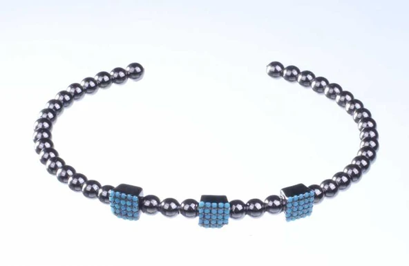 925 Ayar Gümüş Toplu Siyah Rodajlı Taşlı Bilezik - Resim 2