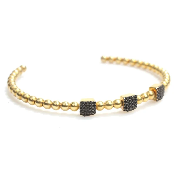 925 Ayar Gümüş Toplu Siyah Taşlı Bilezik ürün görseli