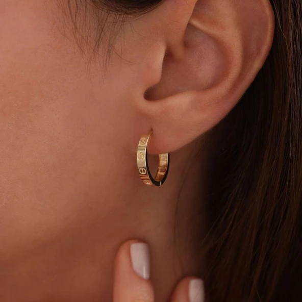 Altın Çivi Halka Küpe 1.8 cm - 3