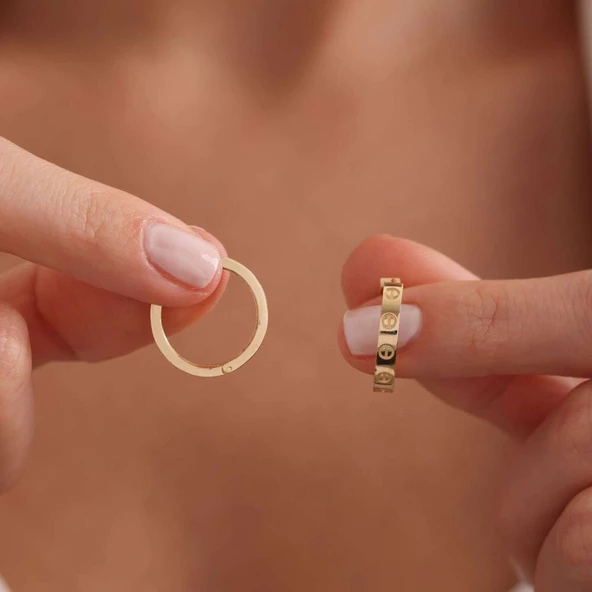 Altın Çivi Halka Küpe 1.8 cm