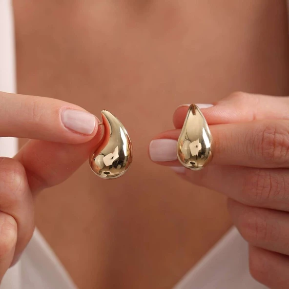 Altın Drop Küpe 2.5 cm