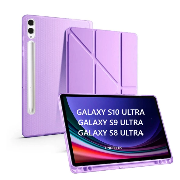 Samsung Galaxy Tab S10/S9/S8 Ultra 14.6inç Kılıf Kalem Bölmeli Trifolding Case X900-10-20 - Resim 7
