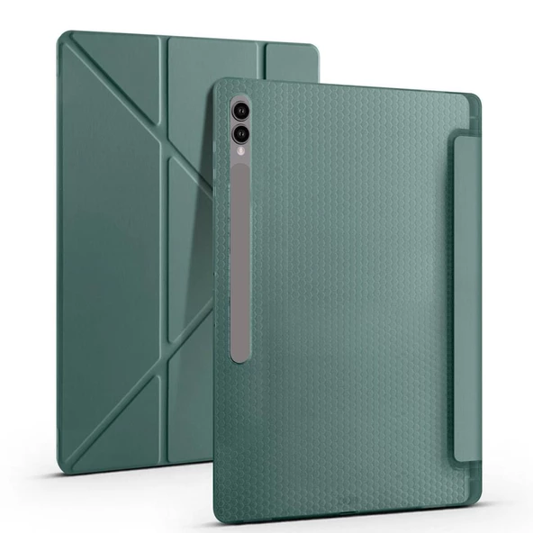 Samsung Galaxy Tab S10/S9/S8 Ultra 14.6inç Kılıf Kalem Bölmeli Trifolding Case X900-10-20 - Resim 10