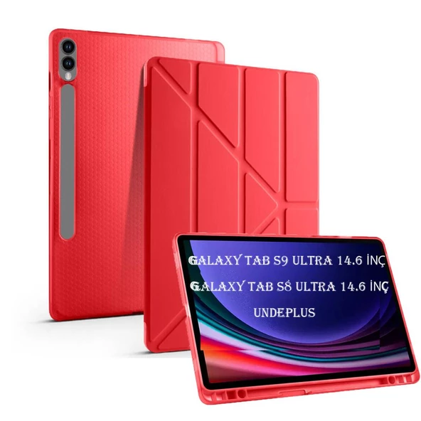 Samsung Galaxy Tab S10/S9/S8 Ultra 14.6inç Kılıf Kalem Bölmeli Trifolding Case X900-10-20 - Resim 2
