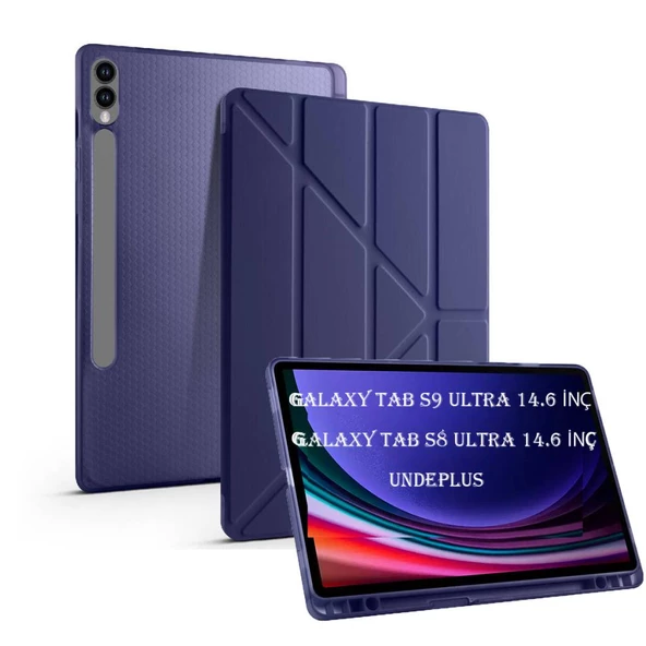 Samsung Galaxy Tab S10/S9/S8 Ultra 14.6inç Kılıf Kalem Bölmeli Trifolding Case X900-10-20 - Resim 3