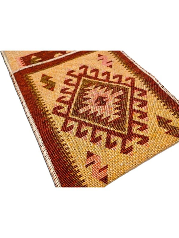 Başaran Tekstil Antik Kilimden Motosiklet, Elektrikli Bisiklet, Heybesi 2 Gözlü Kilim Çanta, turuncu