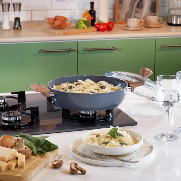 Schafer Fiesta Seramik Basık Tencere 28 Cm-Siyah - 3