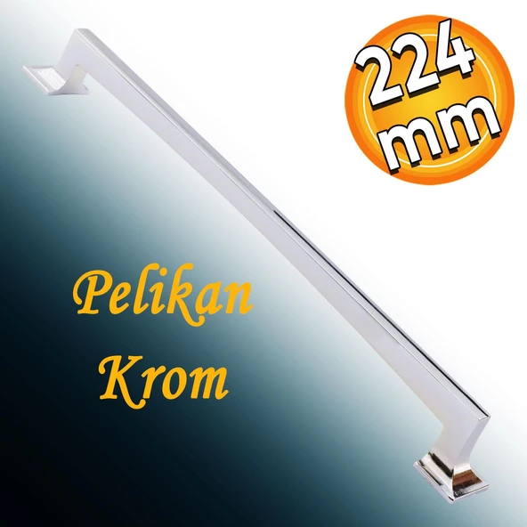 Pelikan Mobilya Mutfak Dolabı Çekmece Dolap Kapak Kulpu Düz Metal Kulpları Kulbu Kulpu 224 Mm Krom