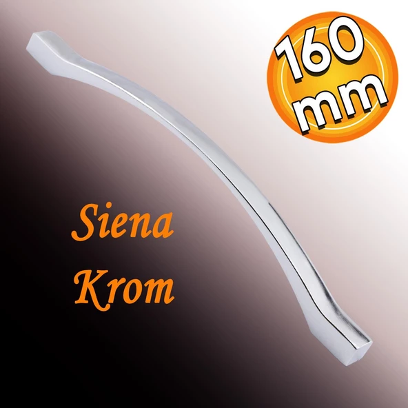 Siena (160 MM-16.0 CM) Düz Mobilya Mutfak Dolabı Çekmece Dolap Kapak Kulpu Kulbu Krom Metal Kulpları
