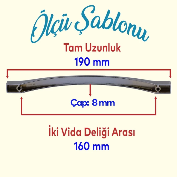 Siena (160 MM-16.0 CM) Düz Mobilya Mutfak Dolabı Çekmece Dolap Kapak Kulpu Kulbu Krom Metal Kulpları - 2