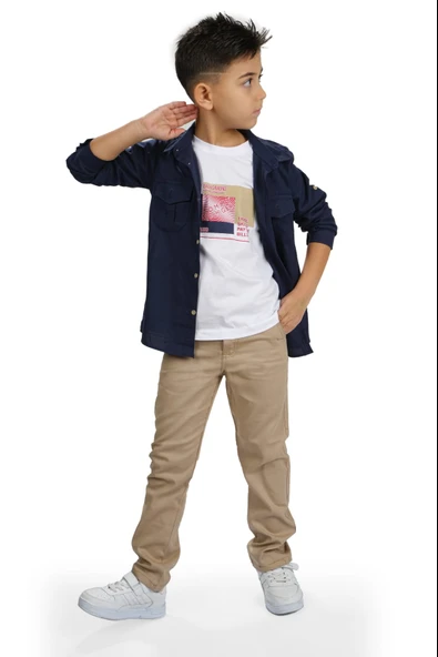 Gömlek , Pantolon , T-Shirt  3Parça Erkek Çocuk Takım MNK1754 - Resim 6
