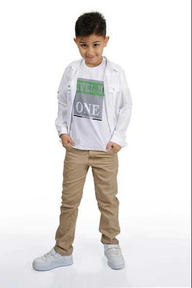 Gömlek , Pantolon , T-Shirt  3Parça Erkek Çocuk Takım MNK1754 - Resim 4