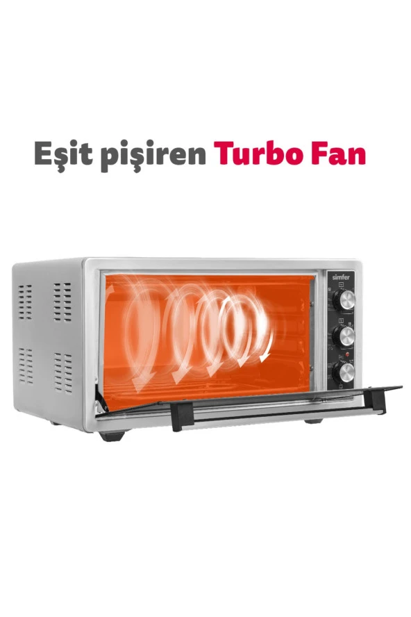 Simfer 4543 Inox 45 Litre Turbo Midi/mini Fırın - Resim 4