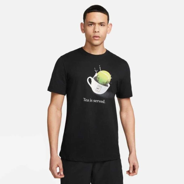 Nike FD0030 Court Dri Fit Tee Wimbledon Siyah Erkek Tişört